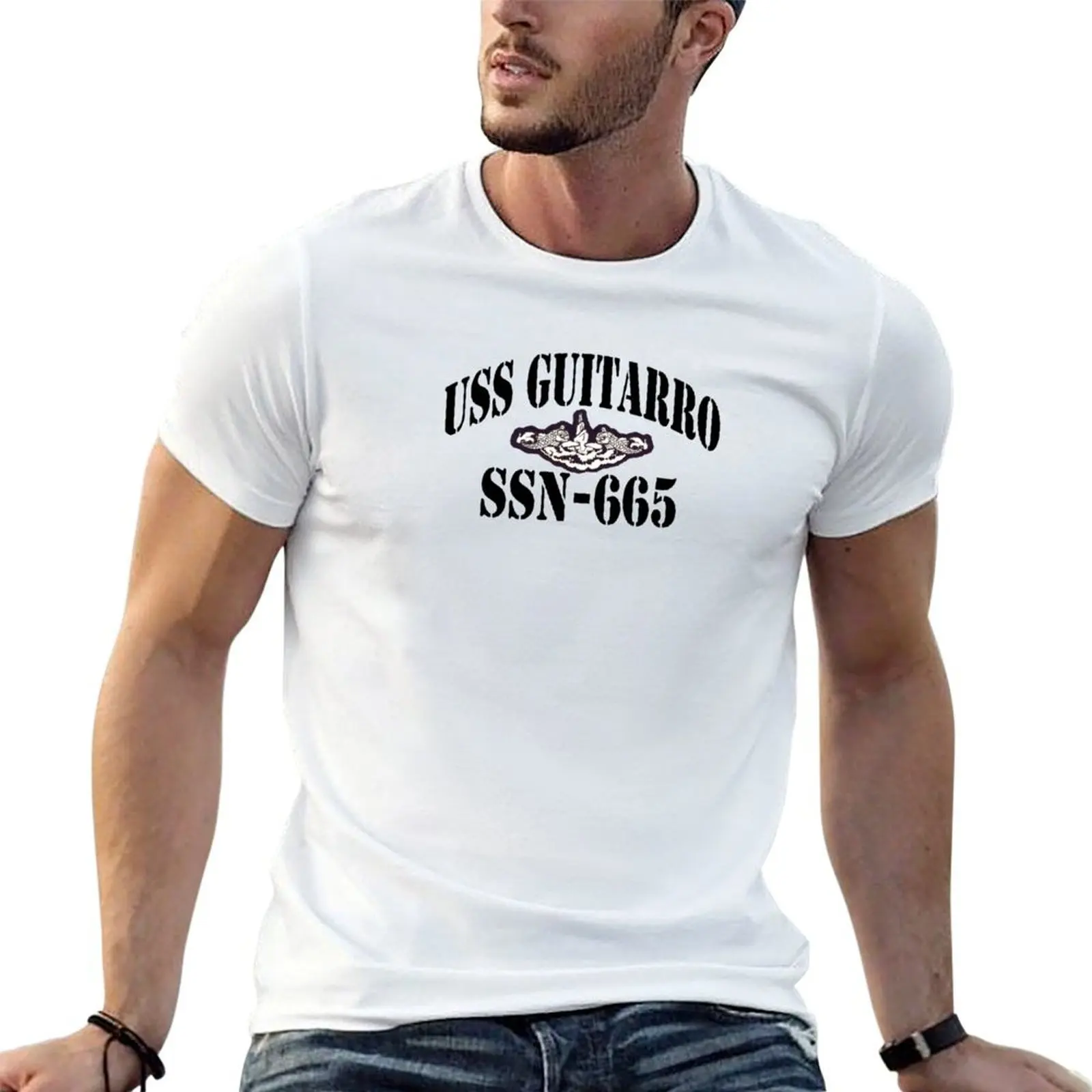 

USS GUITARRO (SSN-665) SHIP'S STORE T-Shirt cotton t shirt man t shirts for man cotton funny T-Shirt