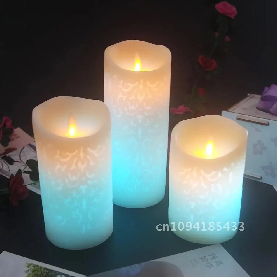 Dancing Flame LED Candles With RGB Remote,Wax Pillar Candle For Wedding Decoration,Room Night Light/Atmosphere Lamp/Home Decor.