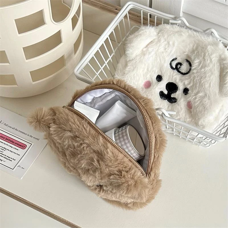 Cute Cartoon Plush Bear Wallet Coin Purse Creative Portable Plush Coin Bag Earphone Lipstick Bag Sundries Storage Bags Card Bags