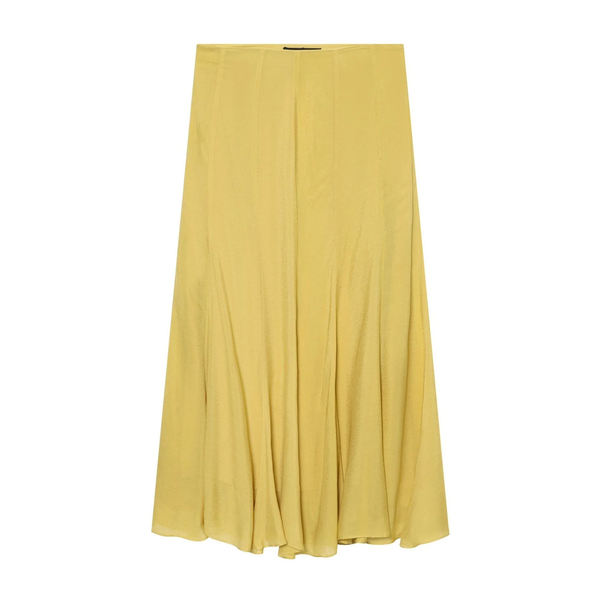 Falda Larga Sexy Amarilla Estilo Urbano Color Puro Casual Sudeste Asiático Poliéster Puro a la Moda para Mujer Transfronteriza