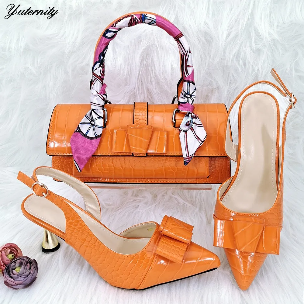 

New Arrival Flower Sandal Woman Ooccasion Shoes And Matching Bag Set African Elegant Heels Shoes And Bag Set For Evening Party