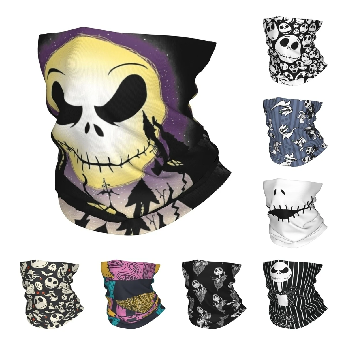 Nightmare Jack Skellington Bandana Neck Gaiter Nightmare Before Christmas Face Scarf Warm Headband Hiking Unisex Adult Windproof