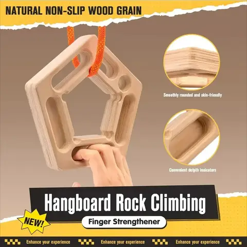 Pull-Up Board Outdoor Climbing Practice Tool Forearm Strength Trainer Climbing Finger Strength Training Board Wooden Hangboard