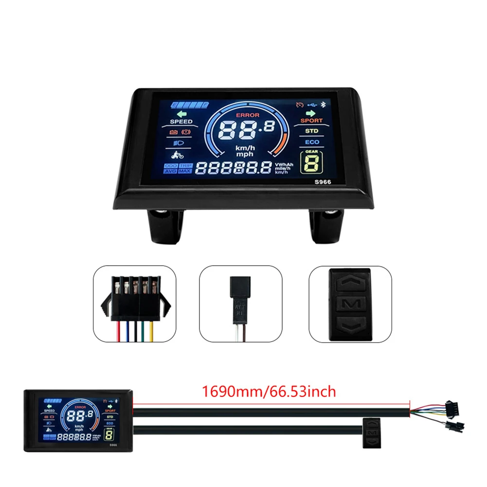 S966 Color Screen LCD Instrument  Controller + 8 Magnetic Points + 109R Thumbstick  Complete Conversion Kit for Ebike MTB