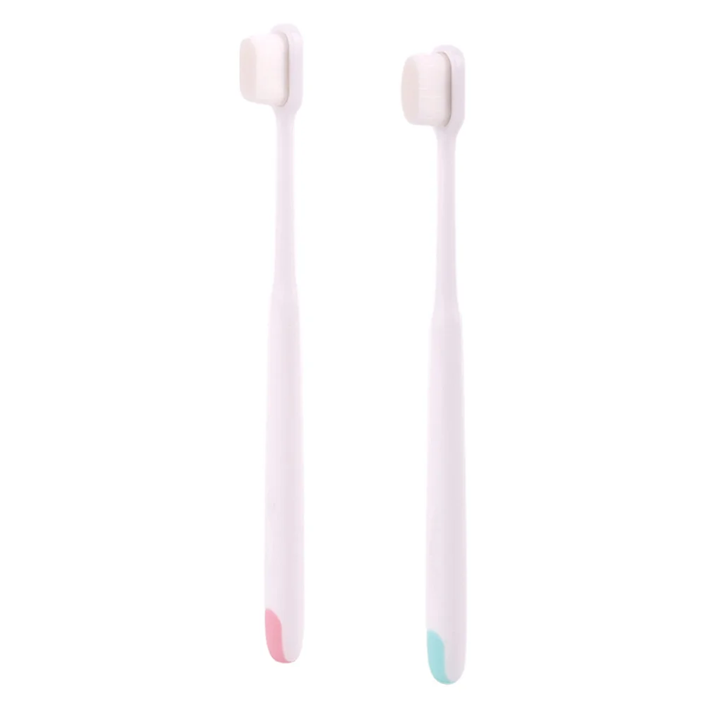 2 قطعة فرشاة أسنان ذات شعيرات رفيعة مادة ممتازة أداة العناية بالفم مقبض طويل منظف أسنان بعد الولادة تصميم مريح