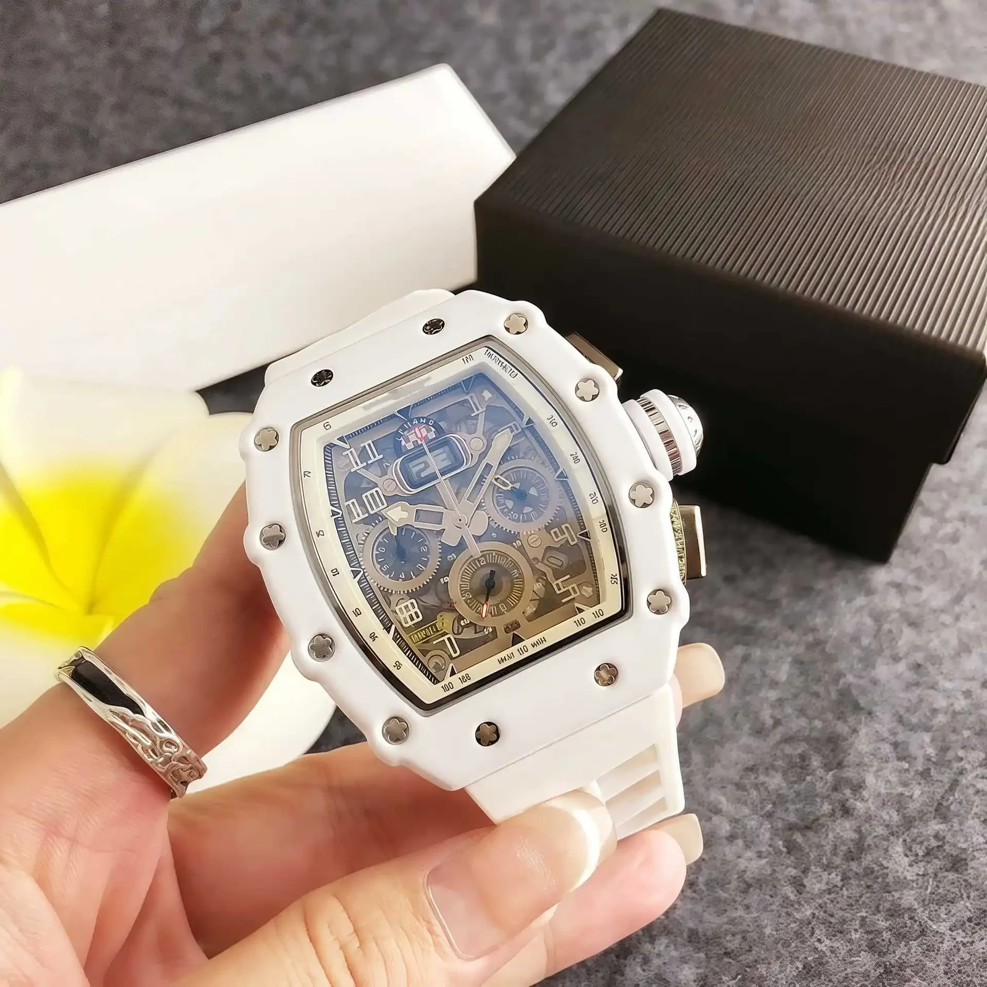 ساعة برميل النبيذ من ألياف الكربون، ساعة كوارتز ريتشارد، ساعة تقويم رقمية، موديل جديد 2025 #1