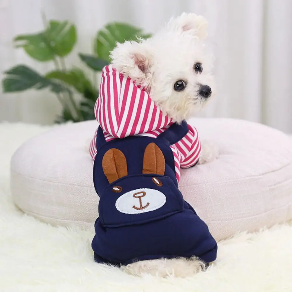 Casual Cartoon Bär Gedruckt Welpen Katze Kleidung Verdickt Warme Hund Pullover Hoodie Overall Weiche Haustier Kleidung Kleine Hunde