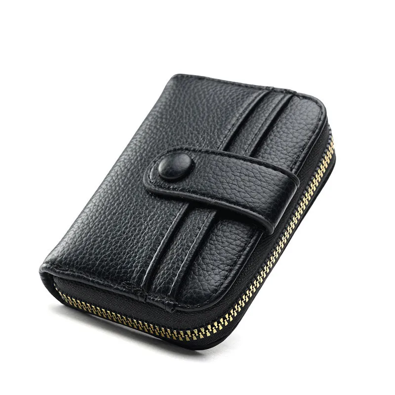 PU Leather Lychee Organ Women Men Card Holder Short Female Zipper Hasp Wallets Case Pocket Small Coin Money Purses Bag Clutch