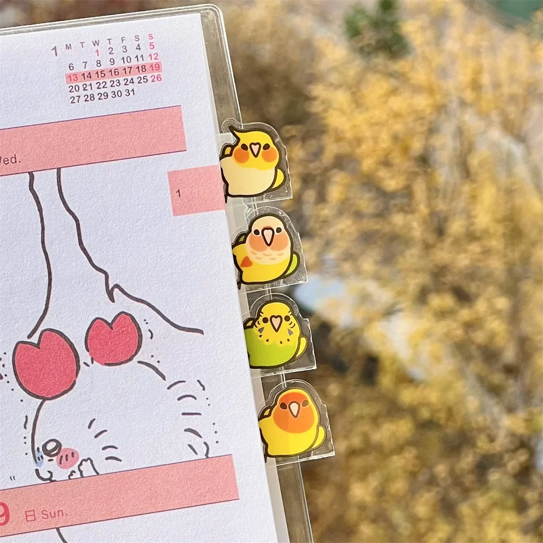 

5 пар стильных креативных наклеек с изображением попугаев, декоративные маркеры страниц для книг, самоклеящиеся этикетки для чтения f2238-fro