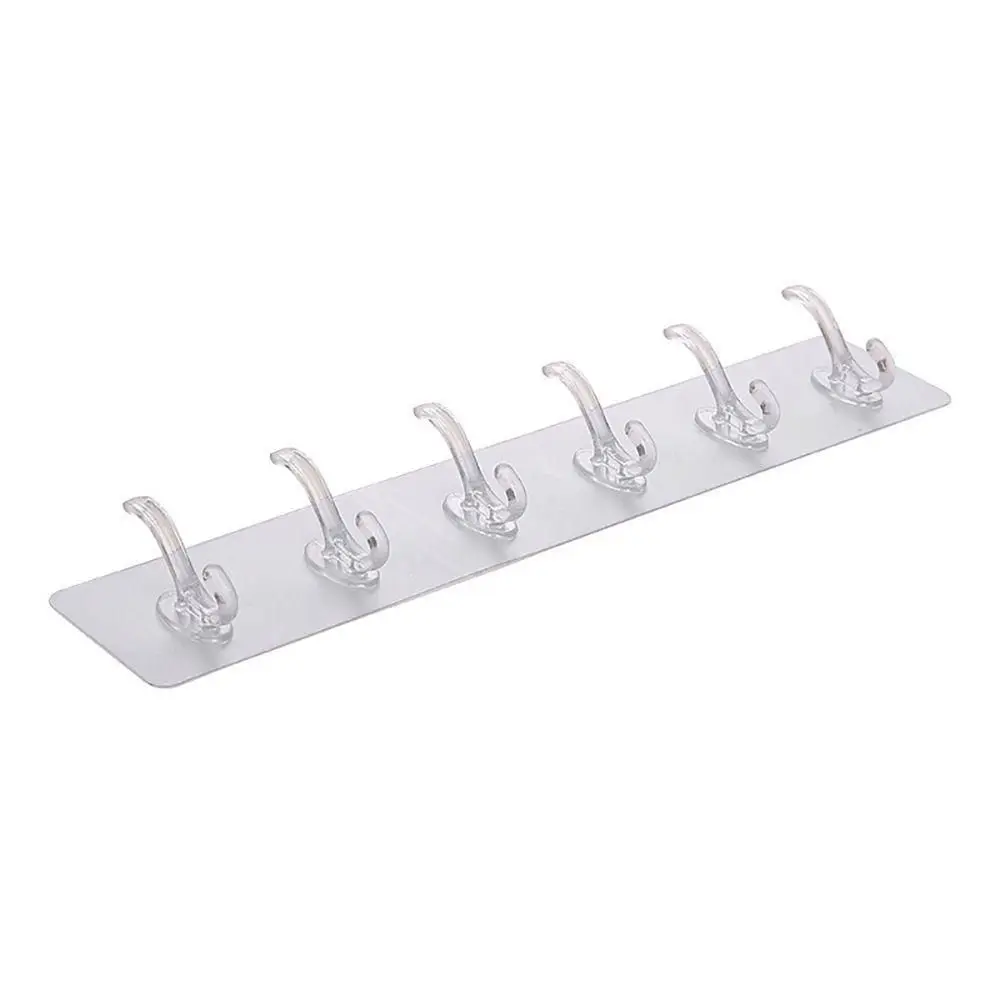 New Acrylic Wall Hanger Hook 1/3/5/6 Row Punch Free Clothes Hook Multifunctional Self Adhesive Multi-Purpose Hooks Home