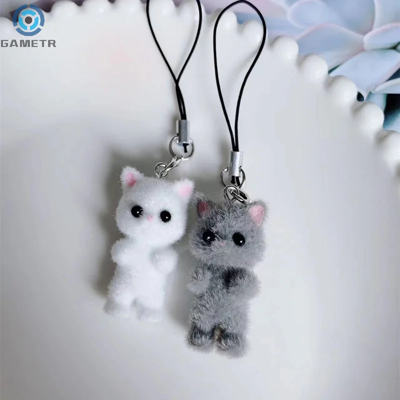 Cartoon Cute Three-dimensional Cat Pendant Phone Lanyard Cute Cat Doll Mobile Phone Strap Keychain Couple Pendant Bag Decoration