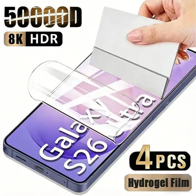 4Pcs Full Cover HD Hydrogel Film For Samsung Galaxy S22 S23 Plus S24 S25 FE S26 Ultra S25 Edge Screen Protector