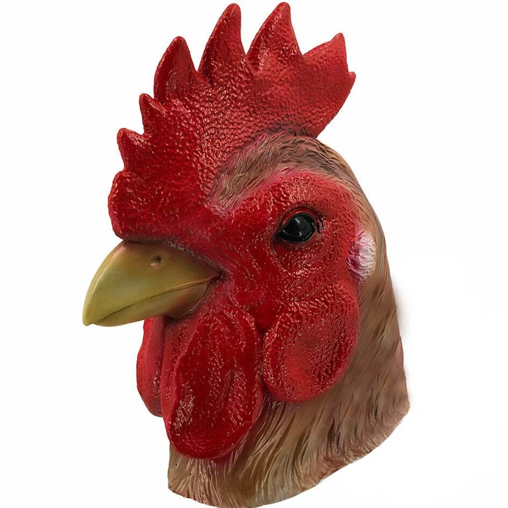 

New Rooster Head Cover Latex Mask Full Face Chicken Head Funny Animal Dress Up Halloween Party Masks Cosplay