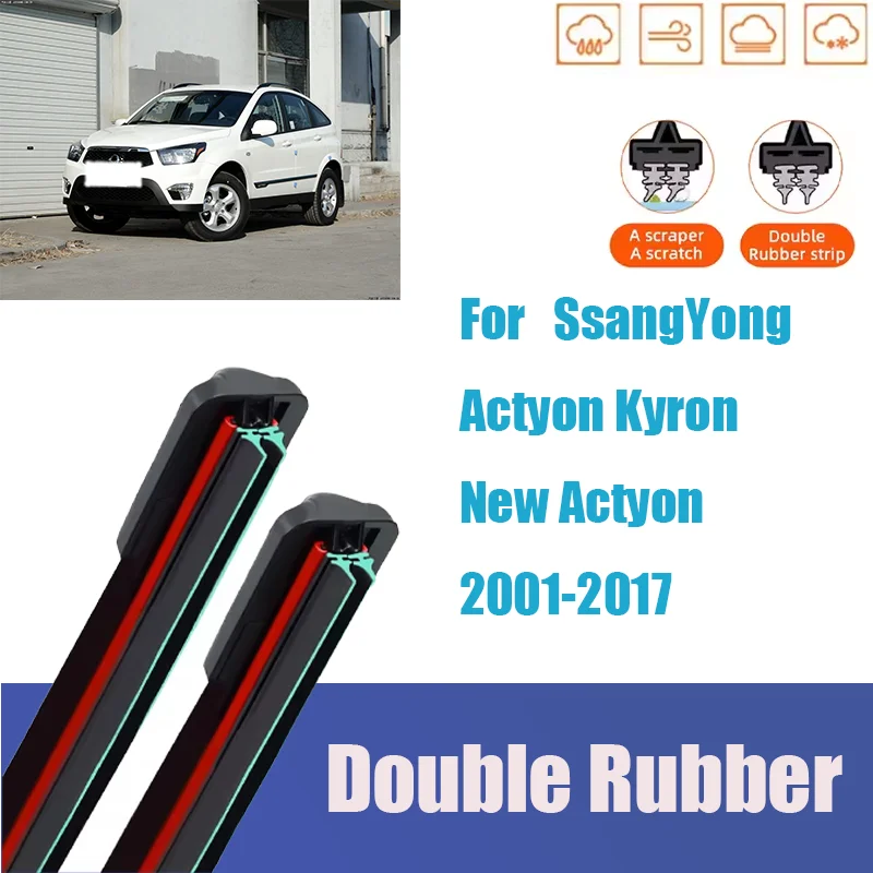 

For SsangYong Actyon Kyron New Actyon Front Windshield Wiper General Motors Multifunctional Double Rubber Wiper Cleaning