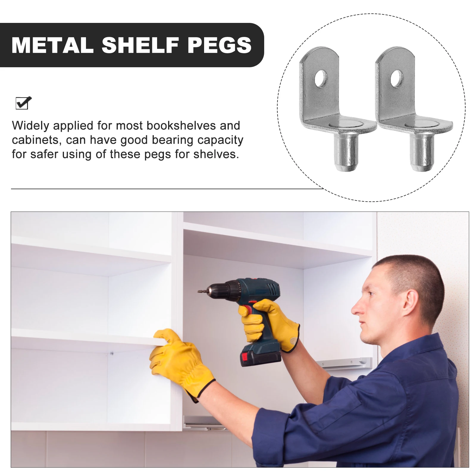

50 pcs Metal Shelf Pegs L shaped Sturdy Bracket Clips for Bookshelf Kitchen Cabinet Shelves High Capacity Stable Pins Hardware