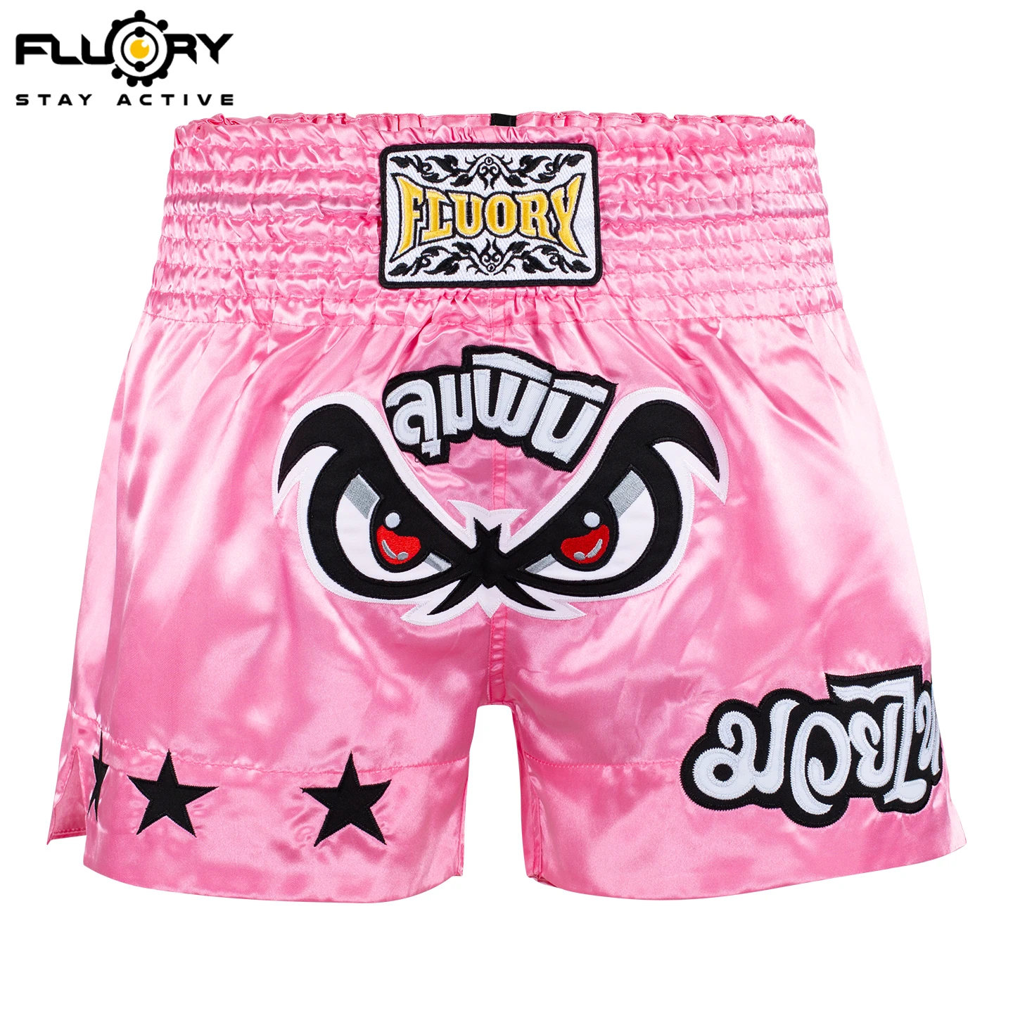 Fluory Muay Thai Shorts New Design Embroidery  Carton Cat  Boxing Shorts MMA Trunk for Adult