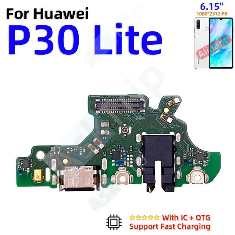 Aiinant Per Huawei P20 P30 Lite Plus Pro 2017 2018 Ricarica inferiore USB Data Dock Microfono Caricatore Cavo flessibile Parti del telefono