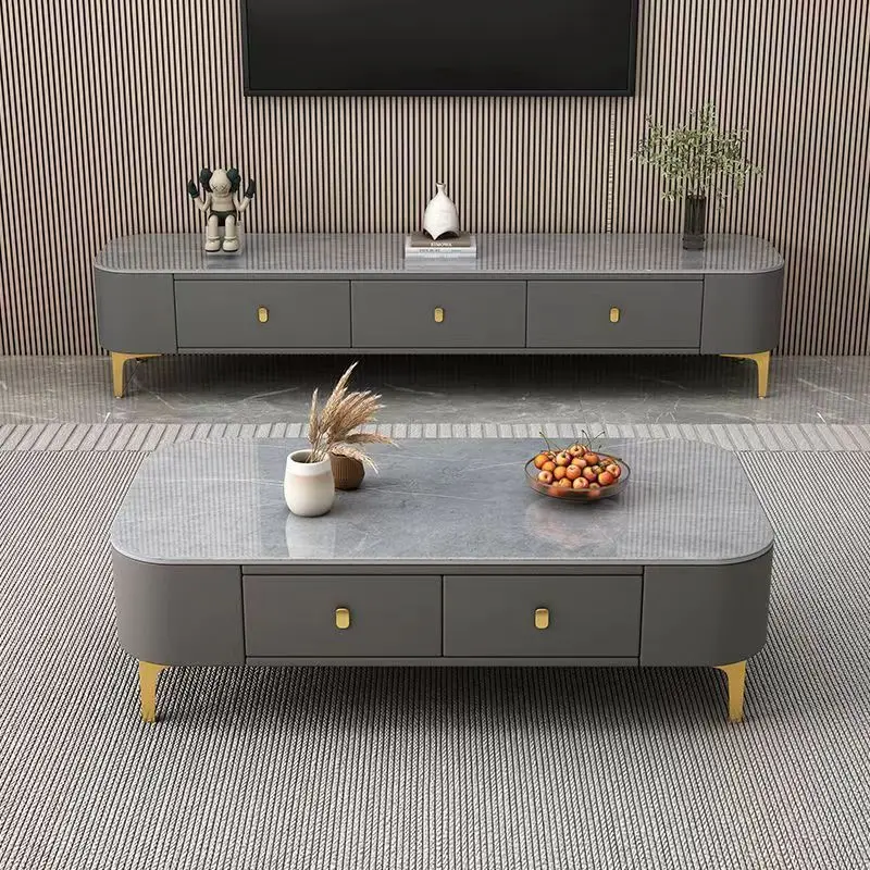TV cabinet coffee table combination modern simple light luxury living room soft package floor cabinet small apartment household