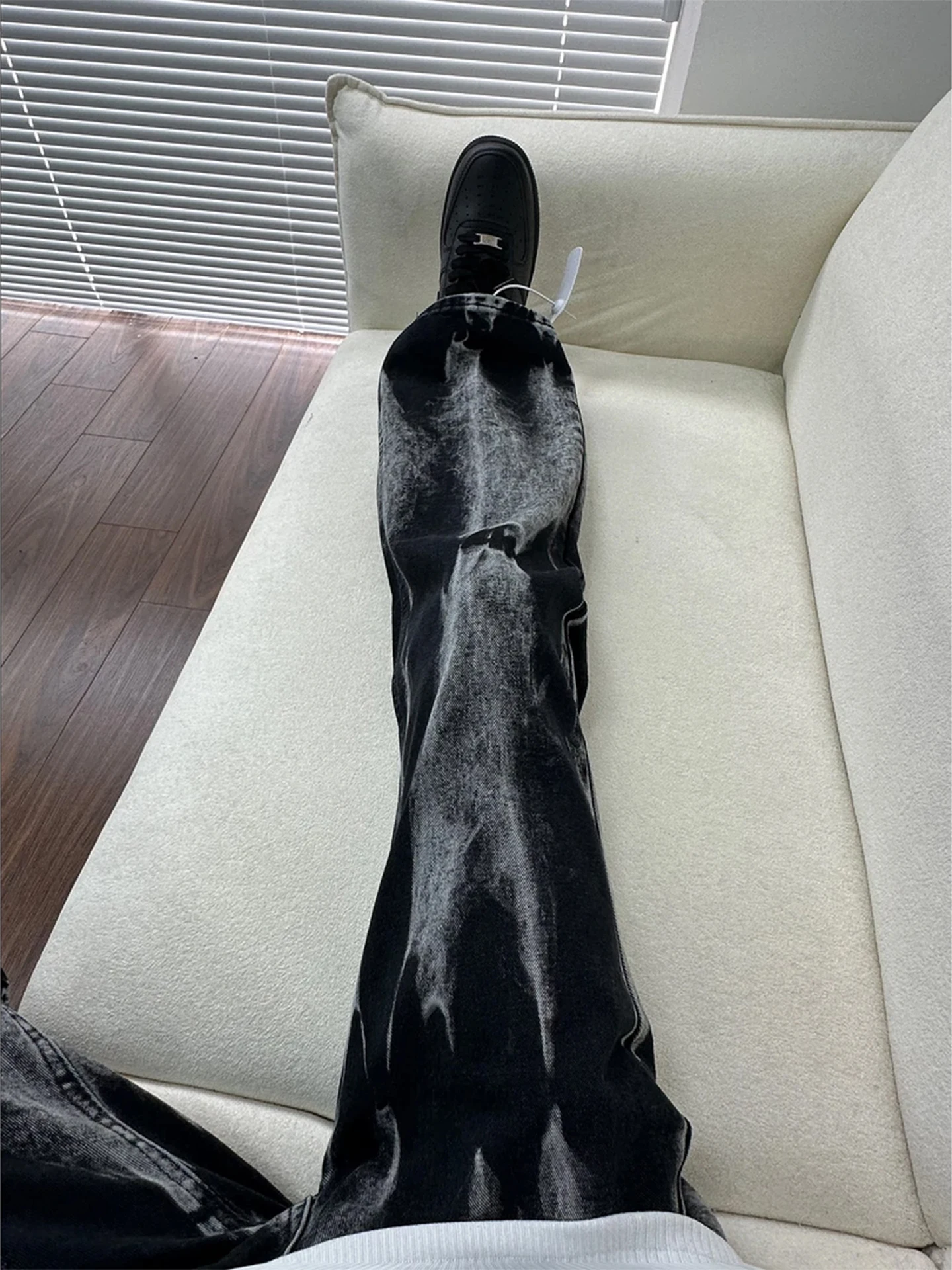 

Ретро-джинсы в американском стиле для мужчин, летние, тонкие, прямого кроя, с расклешением, модный дизайн в стиле High Street, повседневные прямые джинсы