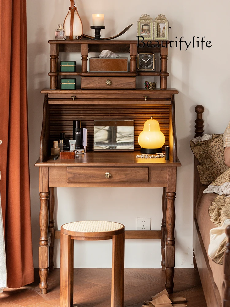 American Black Walnut Solid Wood Dressing Table Simple Modern Bedroom and Household Makeup Table