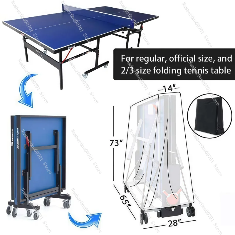 Ping Pong Table Cover Waterproof 210D Oxford Fabric with Zipper Storage Protection For Indoor Outdoor Table Tennis Equipment