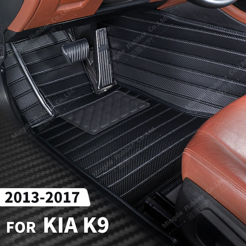 

Custom Carbon Fibre style Floor Mats For Kia K9 2013 2014 2015 2016 2017 Foot Carpet Cover Automobile Interior Accessories