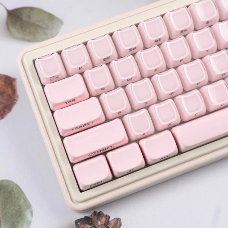 Crystal Jelly Keycaps 119 Keys Cute Cat Round Keycaps MAO Profile Side Printed  Translucent  Keycaps for MX Mechanical Keyboard