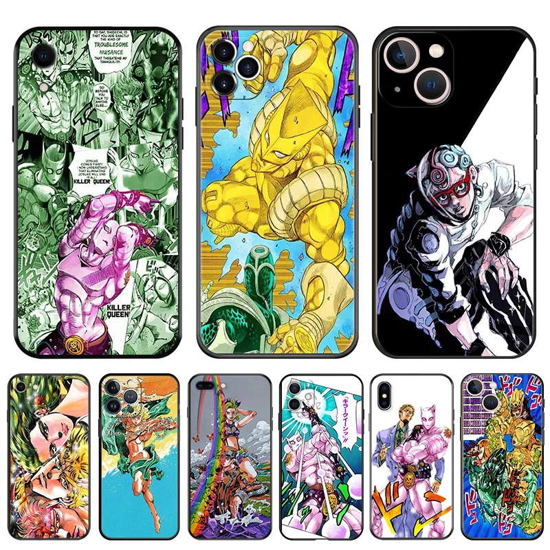 Black Soft Phone Case for Apple iphone 16 15 14 13 12 Mini XS 11 Pro Max XR 7 8 Plus X 16Pro JoJo's Bizarre Encyclopedia Cover