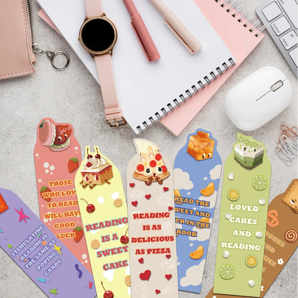 30pcs Cartoon Cute Food Bookmark Reading Pages Books Tagging DIY Decorative Material Students Creative Gifts Aesthetic Bookmark