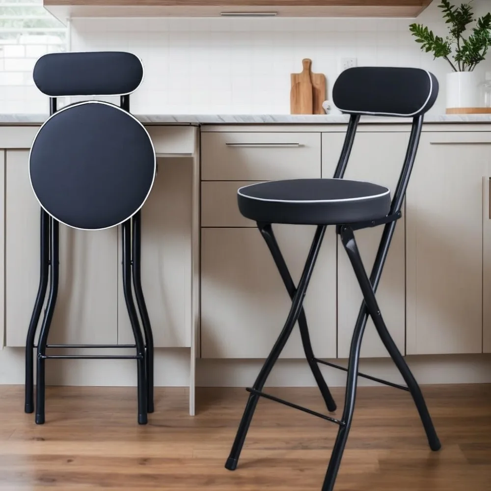 เก้าอี้บาร์พับได้พร้อมพนักพิง เบาะนั่งบุนวมสำหรับใช้กับเคาน์เตอร์ครัวและเคาน์เตอร์บาร์