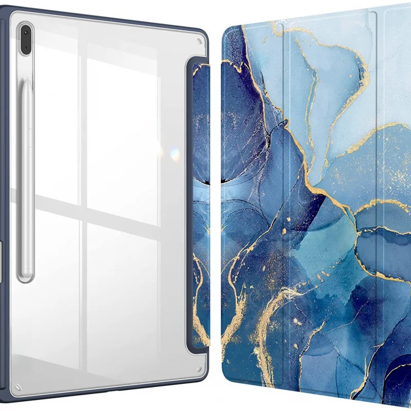 FOR Samsung Galaxy Tab S11 S10 FE Plus S9 Case Acrylic Tri-fold Stand Pen Holder Shockproof Tablet Cover