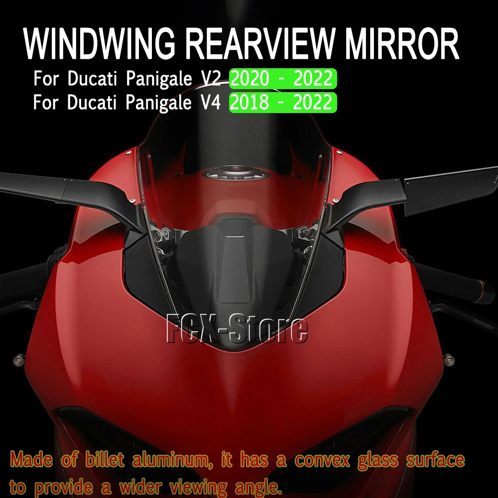 New Motorcycle Rearview Mirrors Wind Wing Adjustable Rotating Side Mirrors For Ducati Panigale V2 PANIGALE V4 2018 - 2022 2021