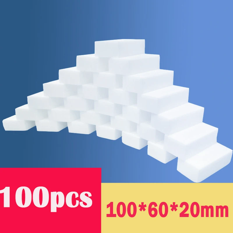 

100pcs/Lot Magic Sponge Eraser White Melamine Sponge for Dishwashing Kitchen Bathroom Office Cleaner Cleaning Tools 100*60*20mm