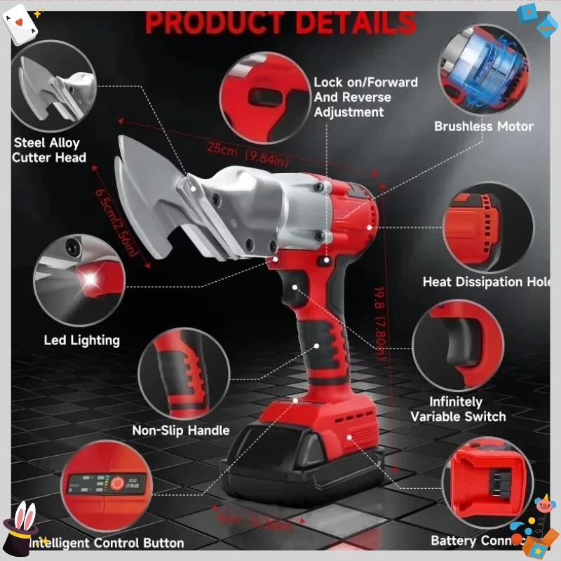 400W  2 Variable Speed Cordless Metal Shear Brushless Electric Iron Scissor  with LED Light Power Tool For Milwaukee Battery