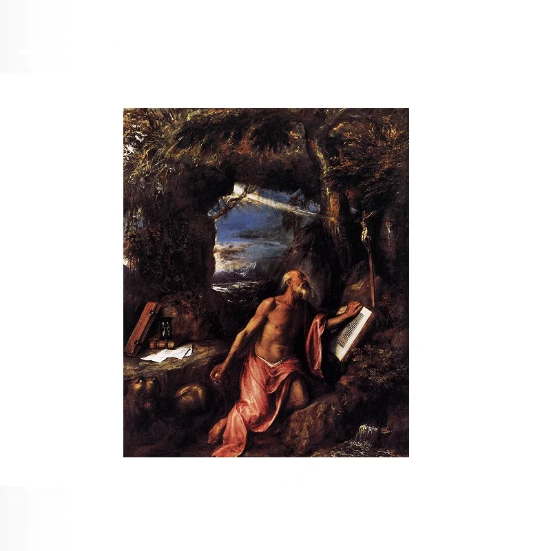 Titian - St Jerome, Art Print Canvas Poster, Living Room Decor, Home Wall Picture