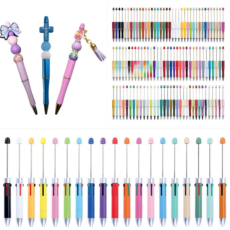 5Pcs Customized Bead Pen DIY Creative Cute Beadable Gradient Pens Handmade Gift Ballpoint Pen Korean Japanese Campus Stationery