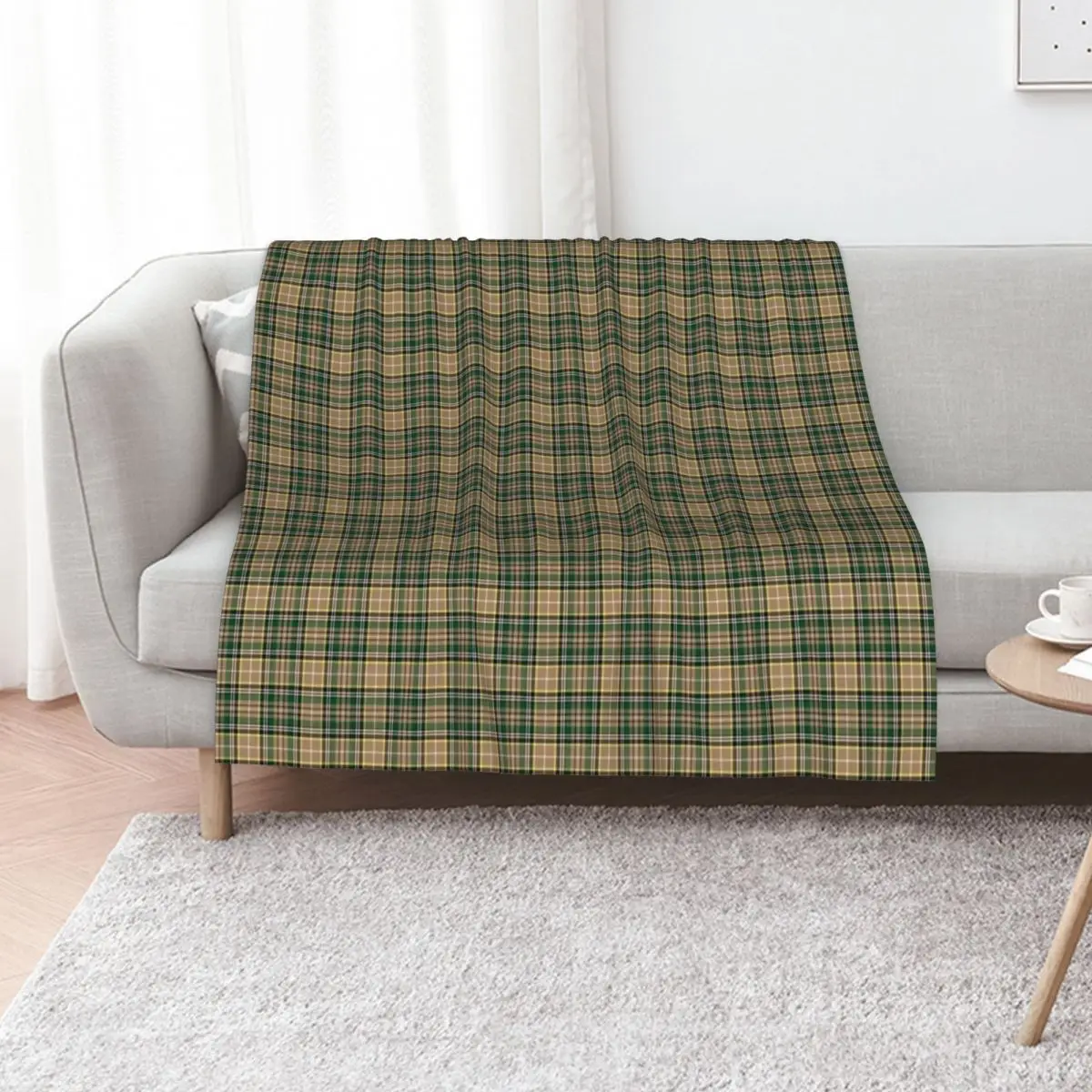 

Farrell Tartan Pattern Tan Irish Plaid Throw Blanket Flannel Fabric Multi-Purpose Winter beds Sofas Blankets