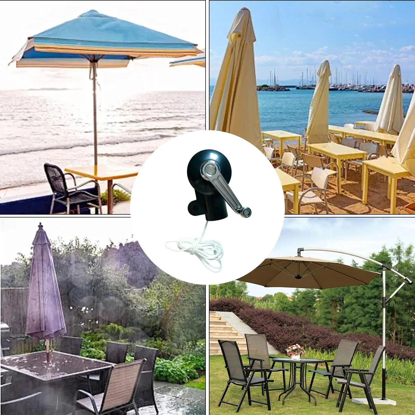 Patio Umbrella Crank Replacement Weatherproof Rustproof Crank Handle Universal Fit Easy Install for Outdoor Garden Beach Market - view 5
