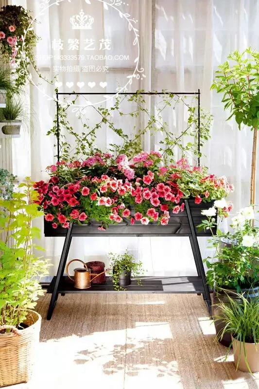 American Iron Flower Rack Lattice Jardiniere Decoration Shelf Storage Rack