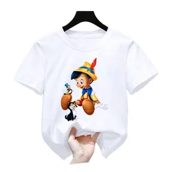 New Disney Pinocchio Boys Girls Teenager Outfits Tee Shirt  Kids Clothes T Shirts Children Cartoons Casual Tops