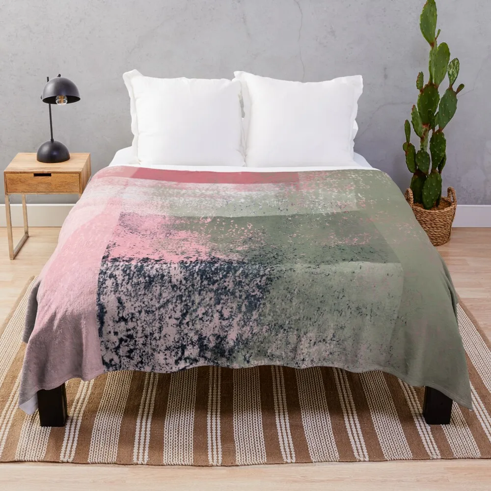 

Surfaces 2 Abstract in Sage Green and Pink Throw Blanket Versatile Cozy Throw Blanket for All Occasions