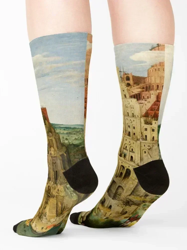 The (Great) Tower of Babel. Pieter Bruegel the Elder. Socks cool ankle happy cartoon Ladies Socks Men's