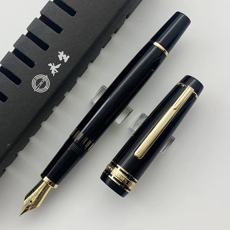 

Перьевая ручка Wingsung Yongsheng 629, перьевая ручка с поршневым наполнением и окошком, черные ручки для письма из смолы, наконечник EF F, офисные канцелярские принадлежности, подарок