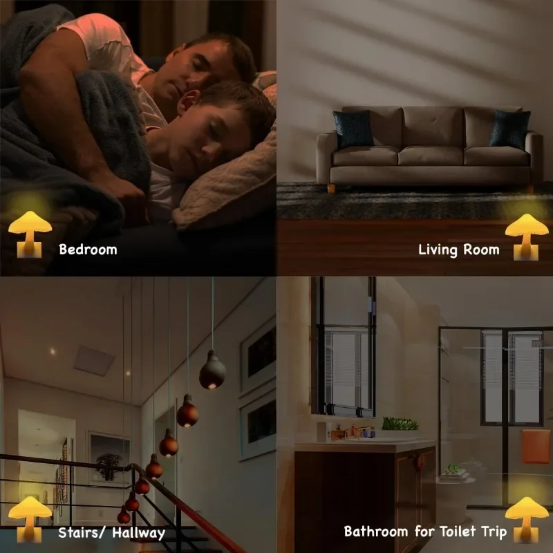 Creative LED Night Light Plug in Lamp Night Light Mini Pretty Mushroom-Shaped Light-control Sensor Bedroom Light Home Decoration