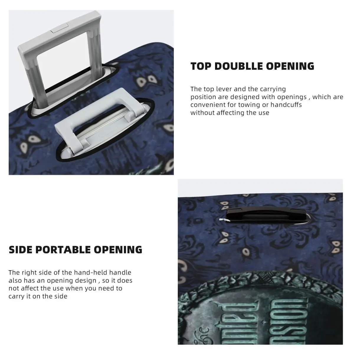 مخصص قصر مسكون شعار السفر غطاء الأمتعة الغبار برهان هالوين كشر أشباح غطاء حقيبة حامي صالح 18-32 بوصة #4