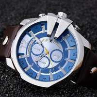 Curren Mens Watches Top Brand Luxury Gold Big Dial Man Quartz Watch Leather Strap Outdoor Casual Sport Wristwatch Male Clock