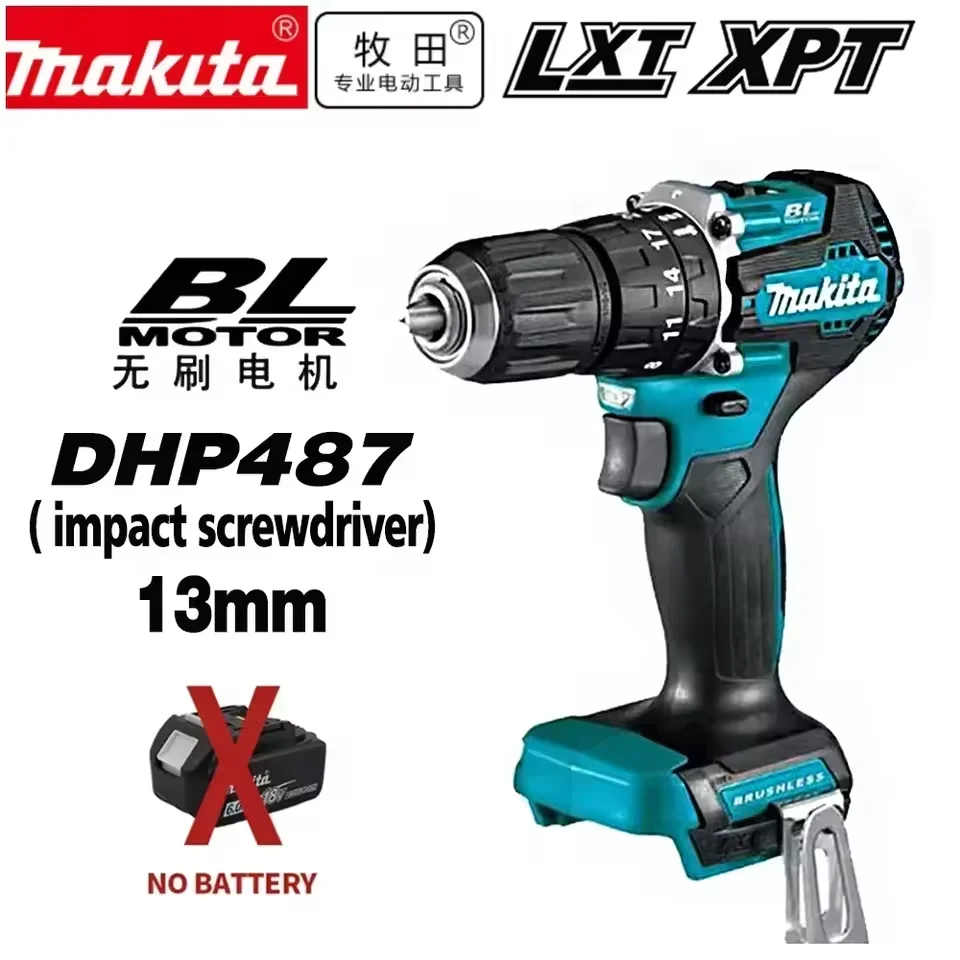 

100% original Makita DHP487 Cordless Brushless Electric impact screwdriver Drill 2-Speed Metal Chuck Screwdriver Home DIY Tool