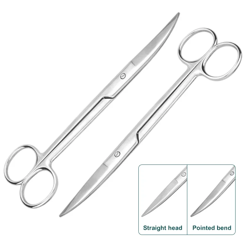 11.5cm/13cm/14cm/16cm Animal Veterinary Vet Medical Stainless Steel Surgical Scissors Straight Curved Tip Haircutting Shears