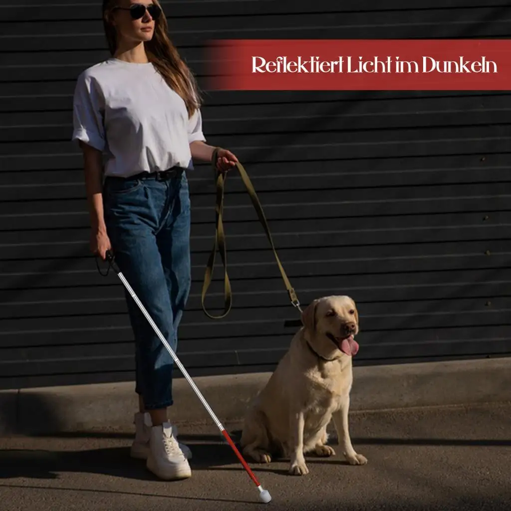 

Folding Blind Cane Adjustable Folds Down 4 Sections Stable Anti Slip Folding Portable Walking Cane Mobility Cane for and Blind