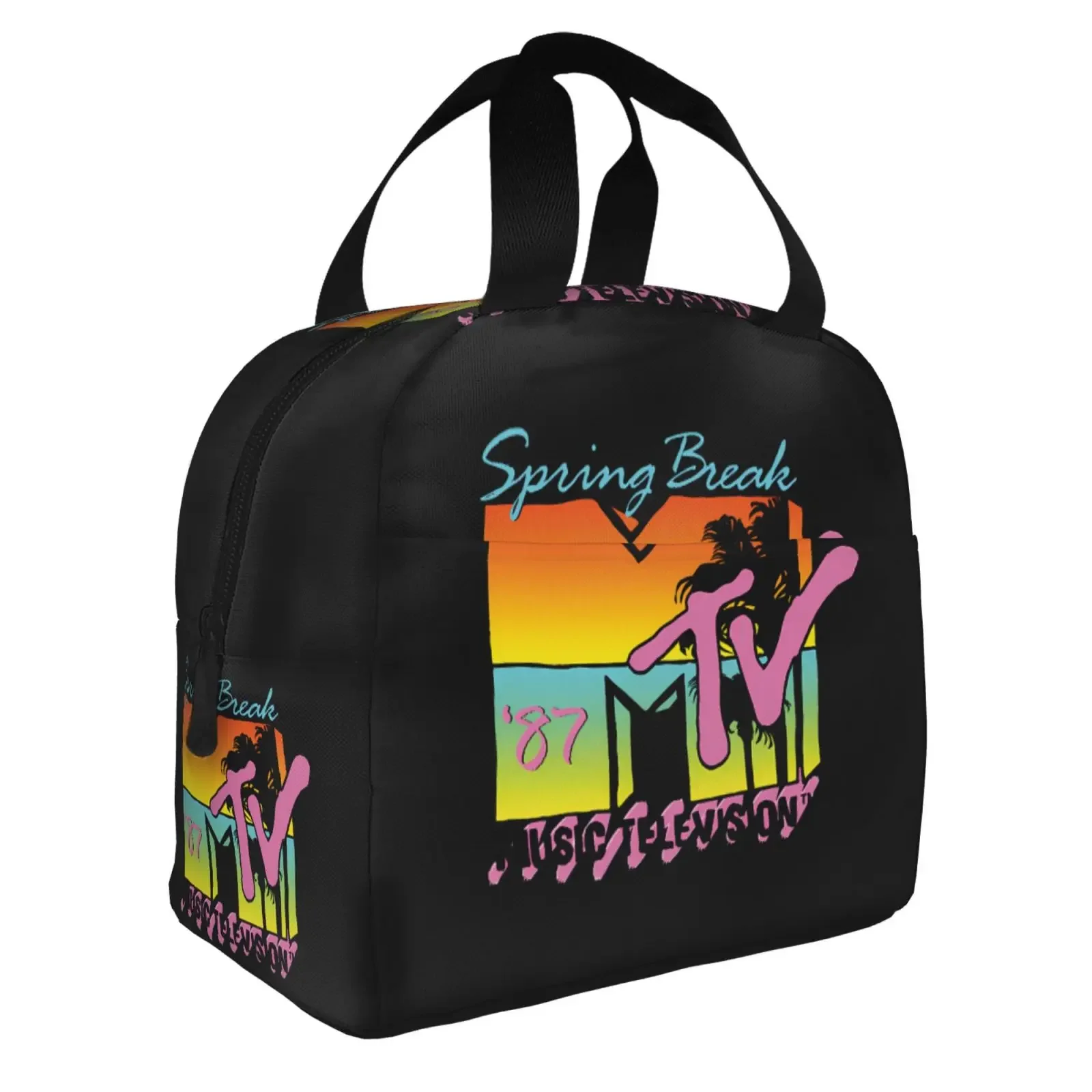 Classic MTV Logo Spring Break Lunch Bags Insulated Bento Box Lunch Tote Leakproof Picnic Bags Thermal Bag For Woman Girl School